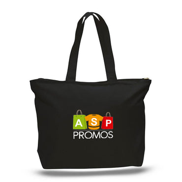 Q-Tees Canvas Zipper Tote Bag